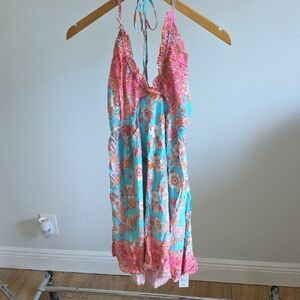 Floral Halter Print Midi Dress